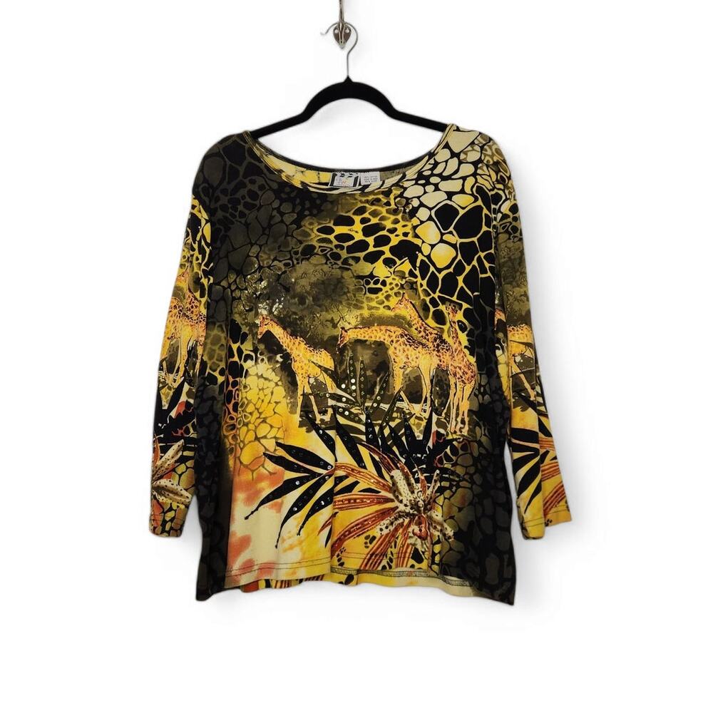 Vintage Take Two y2k Safari Nature All Over Shirt Collage Fairy Giraffe XL